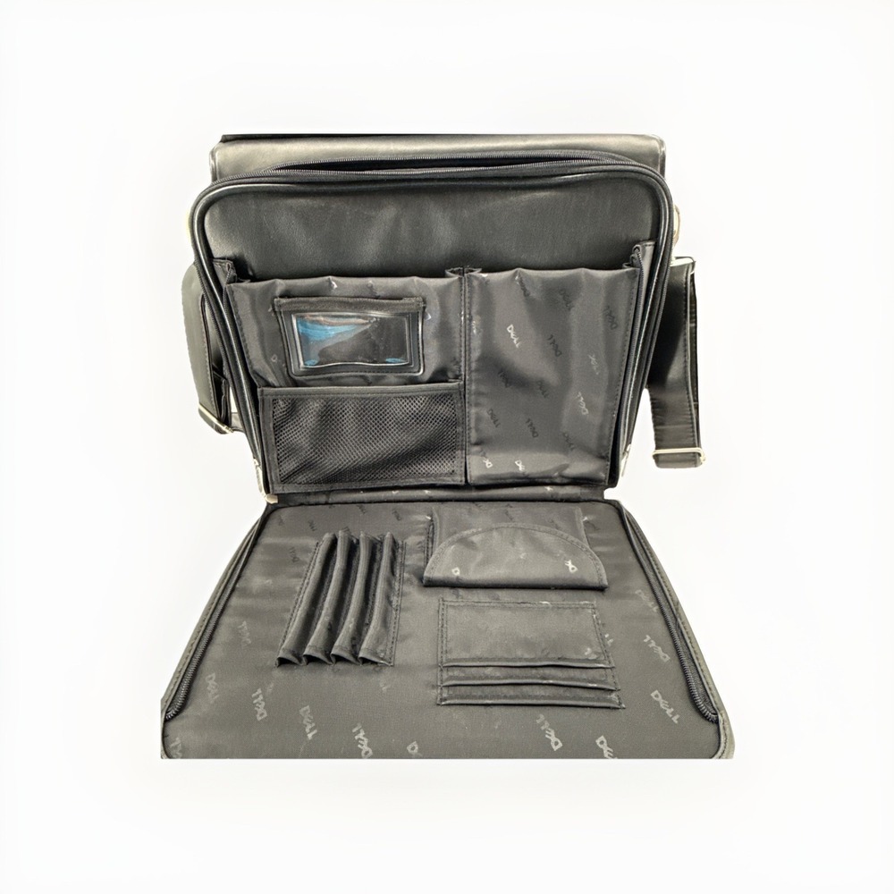 Dell Heavy Duty Leather Laptop Briefcase Professional Messenger Shoulder Bag 12" - Picture 4 of 10